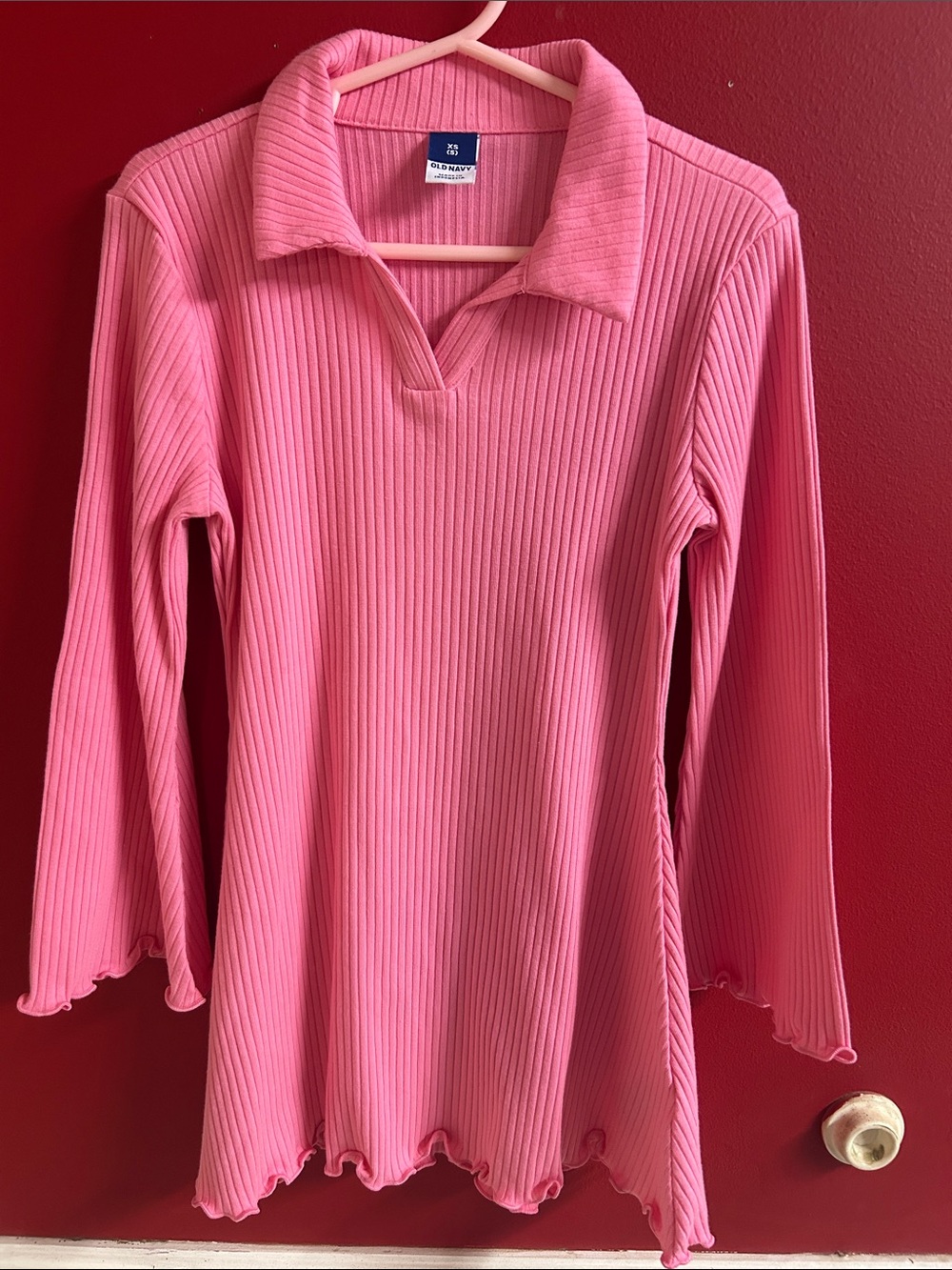 Old Navy Pink Ribbed Collared Long-Sleeve dress size 5t girls